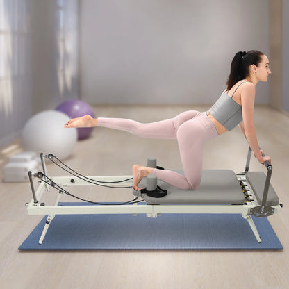 Multifunctional Foldable Pilates Reformer Machine, 120 kg Capacity, Home Yoga & Fitness Exercise Equipment