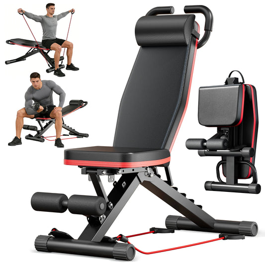 14-in-1 Adjustable Workout Bench, Foldable Dumbbell Bench for Full-Body Strength Training, 1000 lb Capacity