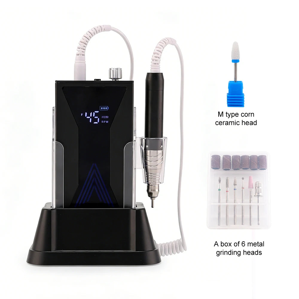 Professional 45000RPM Brushless Nail Drill Machine, Cordless 85W Portable Desktop Electric Manicure Polisher - Bond Well Supplies