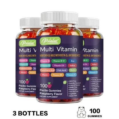 Multivitamin Dietary Gummies, Daily Energy, Skin, Hair & Nail Care with Immune Support - Bond Well Supplies