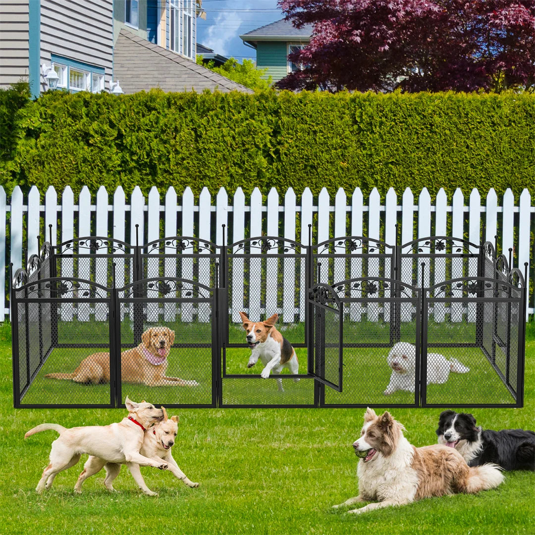 Heavy-Duty Metal Puppy Playpen, 8-Panel Indoor & Outdoor Dog Exercise Pen with Waterproof Whelping Pad