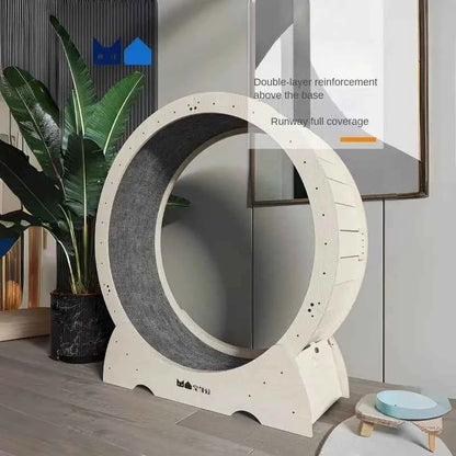 Eco-Friendly Solid Wood Cat Treadmill, Multi-Layer Exercise Wheel for Indoor Cat Fitness & Activity