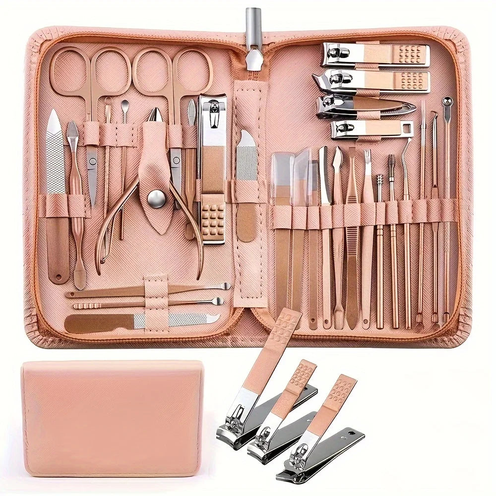 30-Piece Professional Stainless Steel Manicure and Pedicure Set with Travel Case