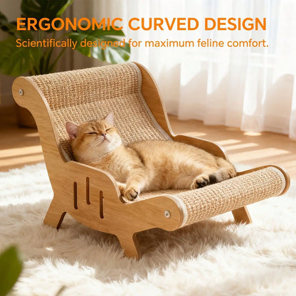Oversized Cat Scratcher & Lounge Chair, Breathable Natural Sisal Pet Bed for Indoor Cats - Bond Well Supplies
