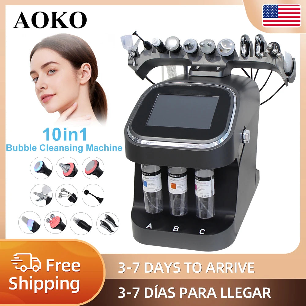 AOKO Hydrogen Bubble Facial Spa Machine, 10-in-1 Professional Skin Cleansing & Beauty Equipment - Bond Well Supplies
