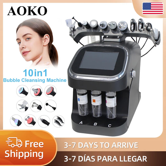 AOKO Hydrogen Bubble Facial Spa Machine, 10-in-1 Professional Skin Cleansing & Beauty Equipment - Bond Well Supplies