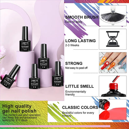 Professional Gel Nail Polish Kit, Semi-Permanent UV LED Gel Varnish Set with Nail Dryer & Electric Nail Drill - Bond Well Supplies