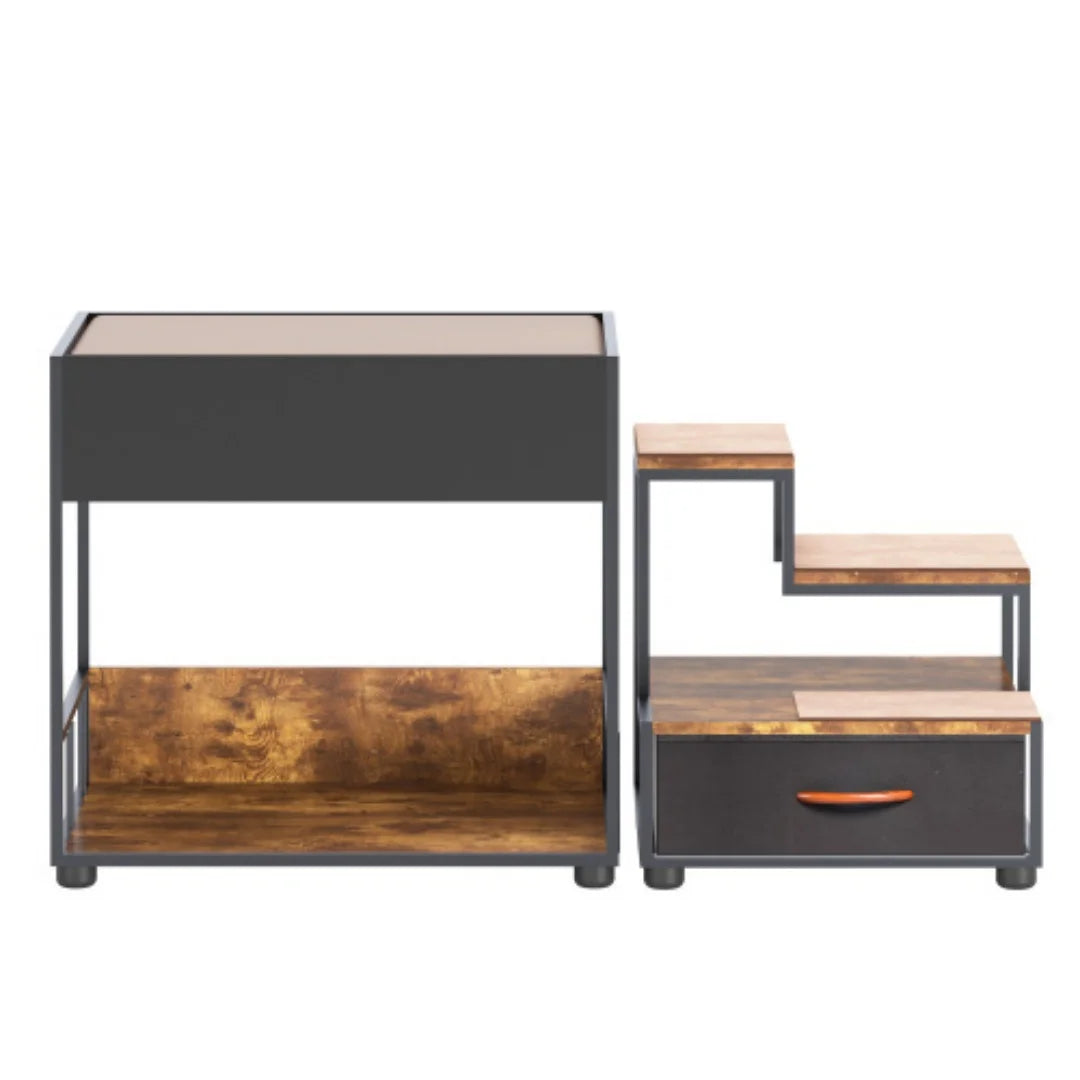 Multi-Level Dog Bunk Bed with Steps & Storage Drawer, Elevated Pet Lounge for Small & Medium Dogs & Cats - Bond Well Supplies
