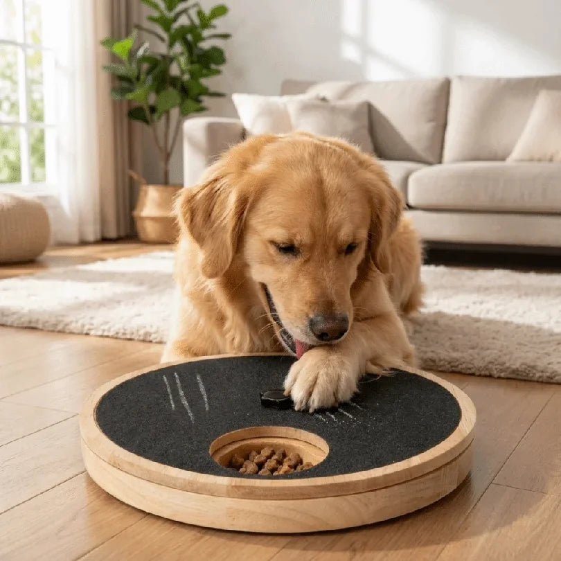 Dog Nail File Toy, Rotating Scratch Board with Treat Box, Non-Slip Solid Wood Design - Bond Well Supplies