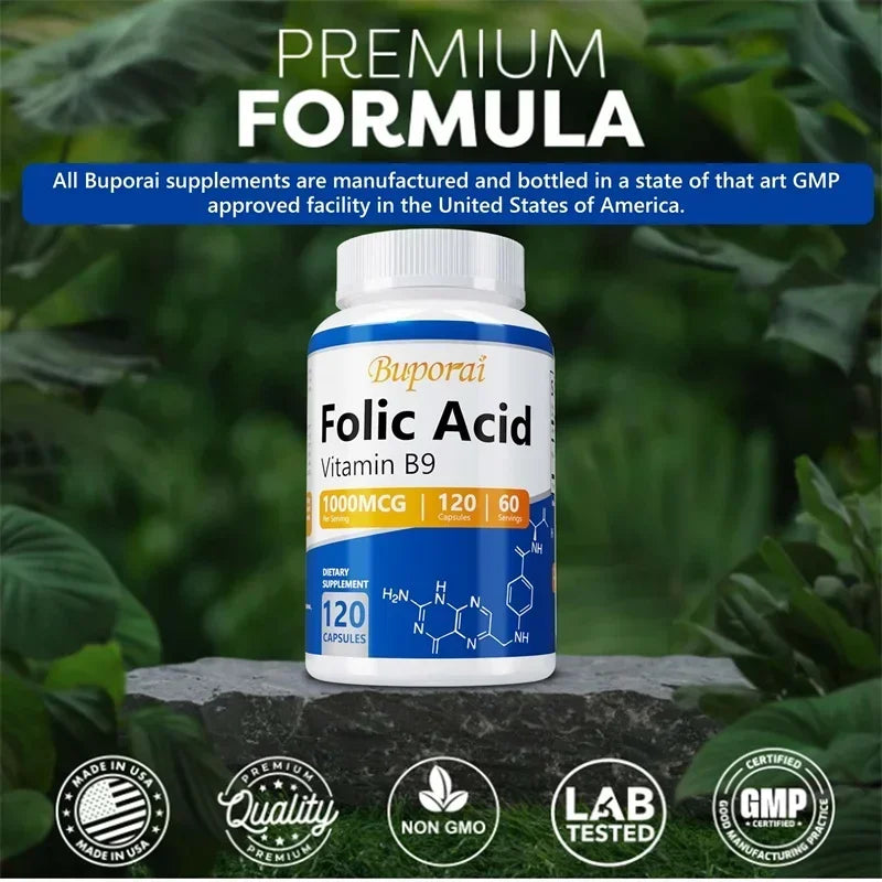 Folic Acid Supplement for Heart Health, Nervous System Health and Prenatal Support