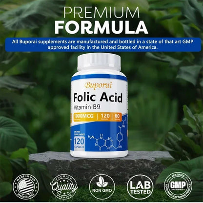 Folic Acid Supplement for Heart Health, Nervous System Health and Prenatal Support