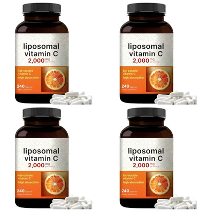 High-Absorption Liposomal Vitamin C 2000mg, Fat-Soluble Capsules, Non-GMO & Gluten-Free, 240 Count - Bond Well Supplies