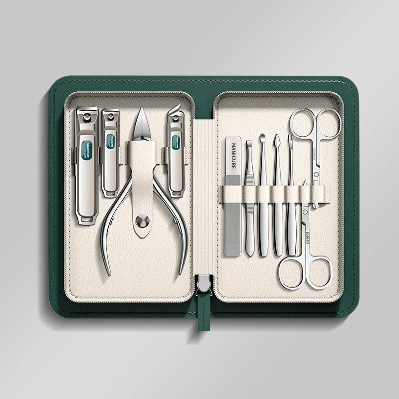 Anti-Splash Nail Clipper Set, 9/11-Piece German-Style Stainless Steel Manicure Kit - Bond Well Supplies