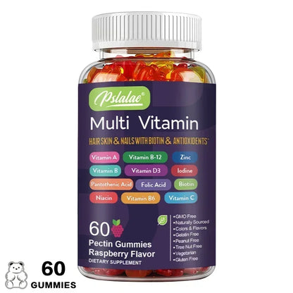 Multivitamin Dietary Gummies, Daily Energy, Skin, Hair & Nail Care with Immune Support - Bond Well Supplies