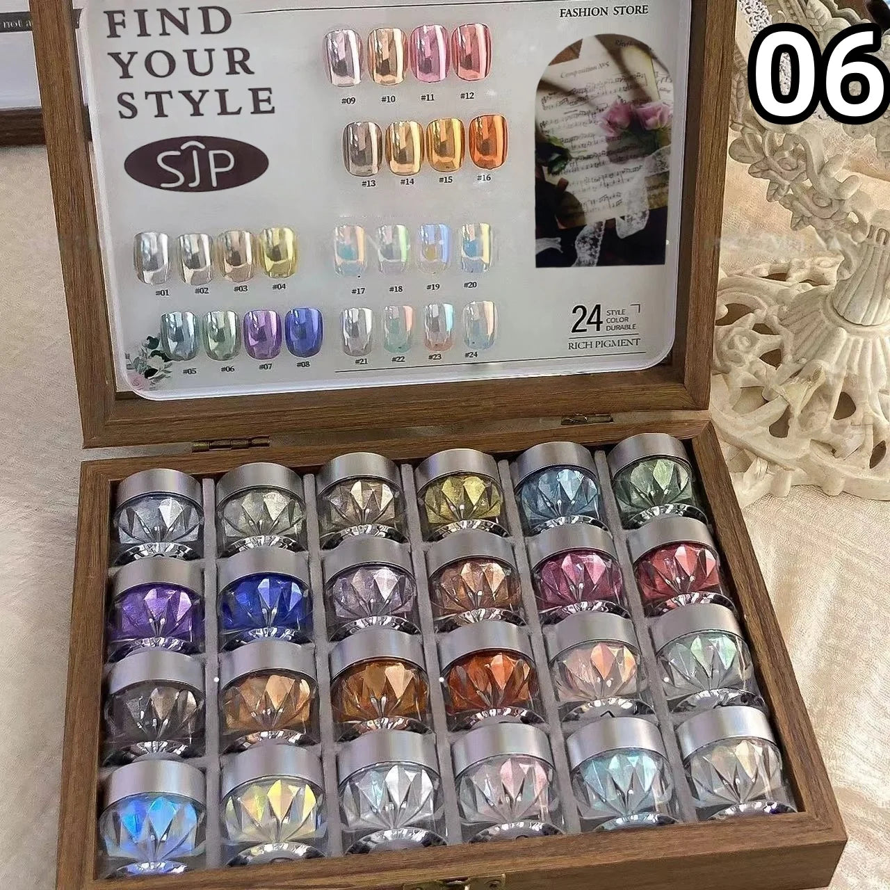 High-End Nail Art Set with 24 Mirror Powder Colors and Ultra-Fine Glitter Effects