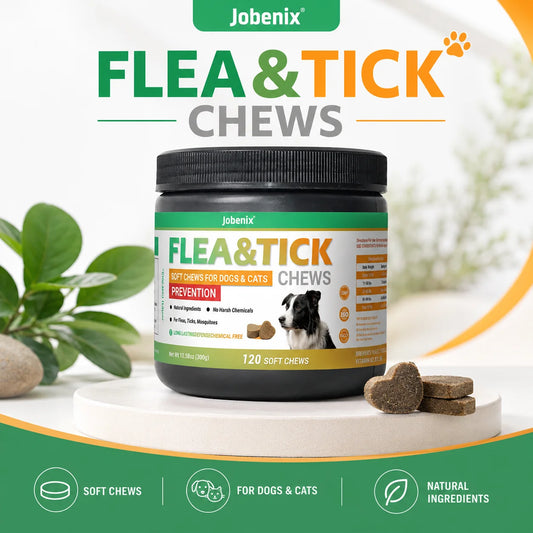 Flea & Tick Soft Chews for Dogs & Cats, Skin & Coat Support, Pet Nutritional Supplement, 120 Count - Bond Well Supplies