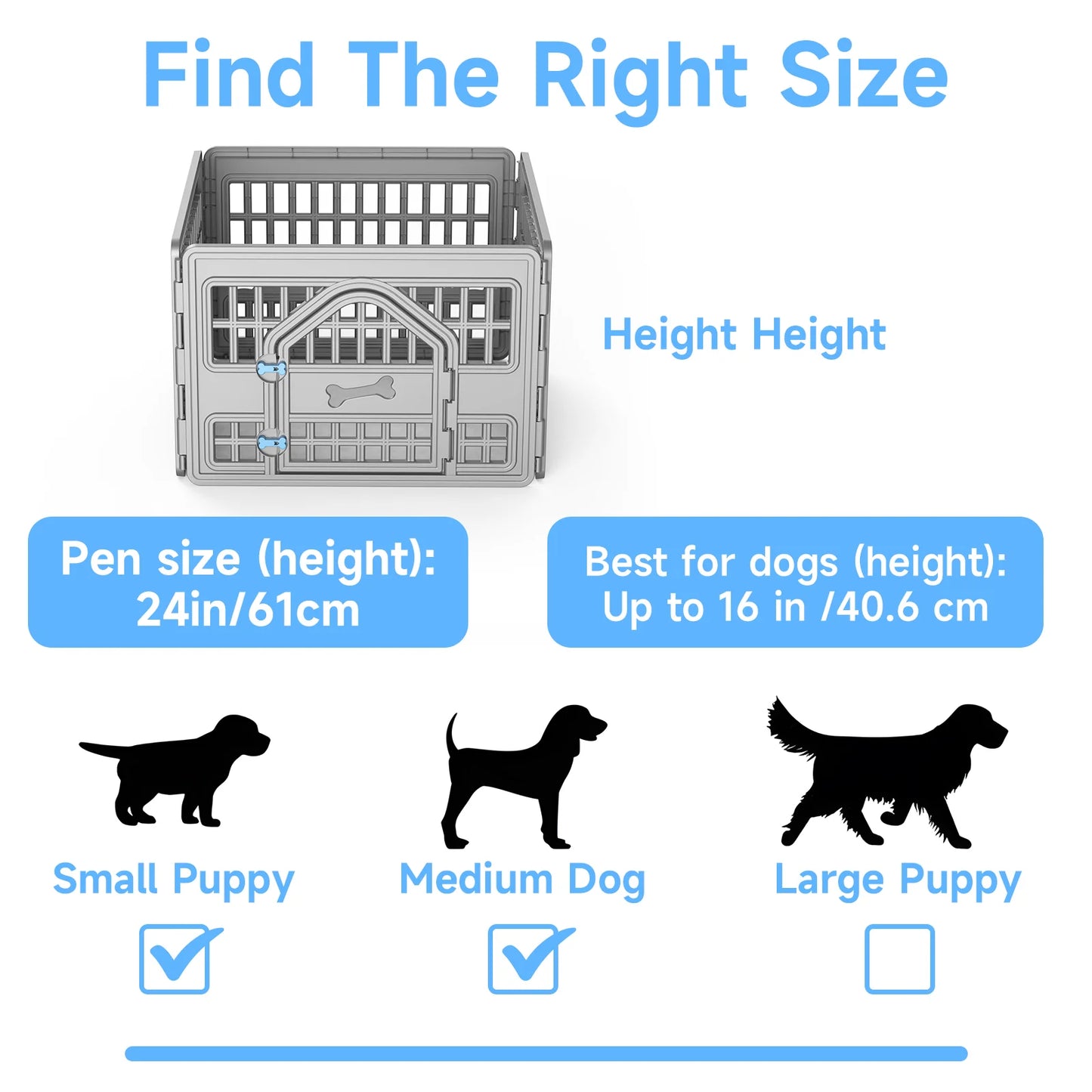 Foldable Plastic Dog Playpen, 4-Panel Pet Exercise Fence for Small & Medium Dogs, Indoor Outdoor