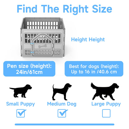 Foldable Plastic Dog Playpen, 4-Panel Pet Exercise Fence for Small & Medium Dogs, Indoor Outdoor