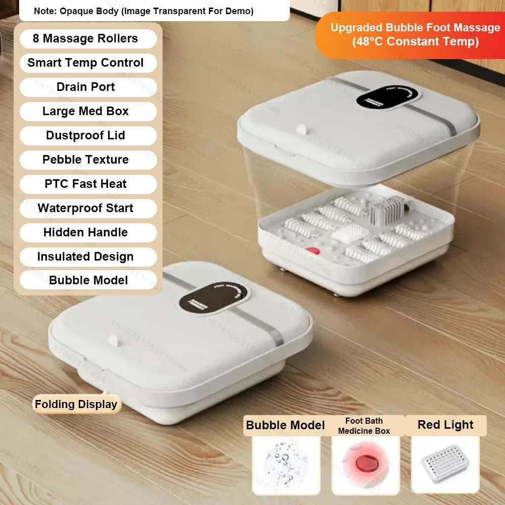 Heated Electric Foot Bath, Automatic Foot Washing & Massage Basin with Constant Temperature, Foldable Foot Spa