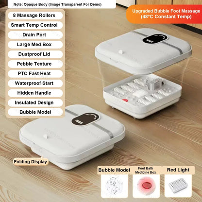 Heated Electric Foot Bath, Automatic Foot Washing & Massage Basin with Constant Temperature, Foldable Foot Spa
