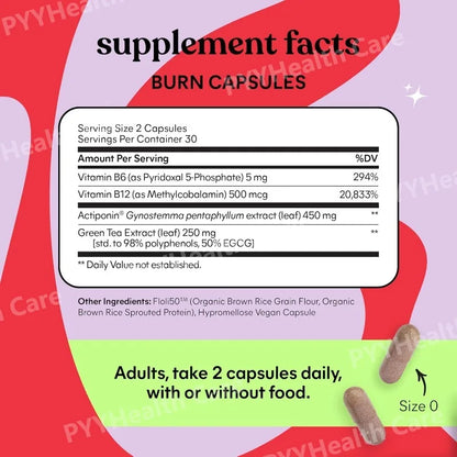 Metabolism Support Supplement with Actiponin, Gynostemma, Vitamins B6 & B12, 60 Capsules
