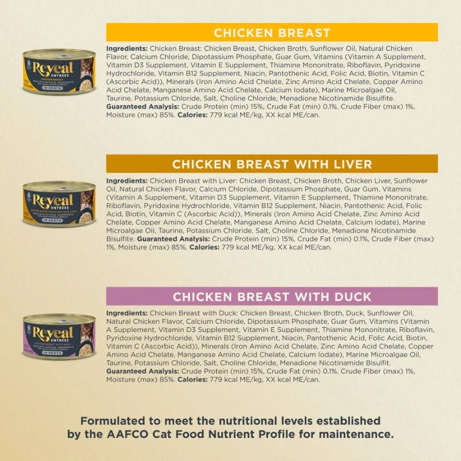 Natural Wet Cat Food Chicken Selection in Broth, 12 Pack, 2.47 oz Cans