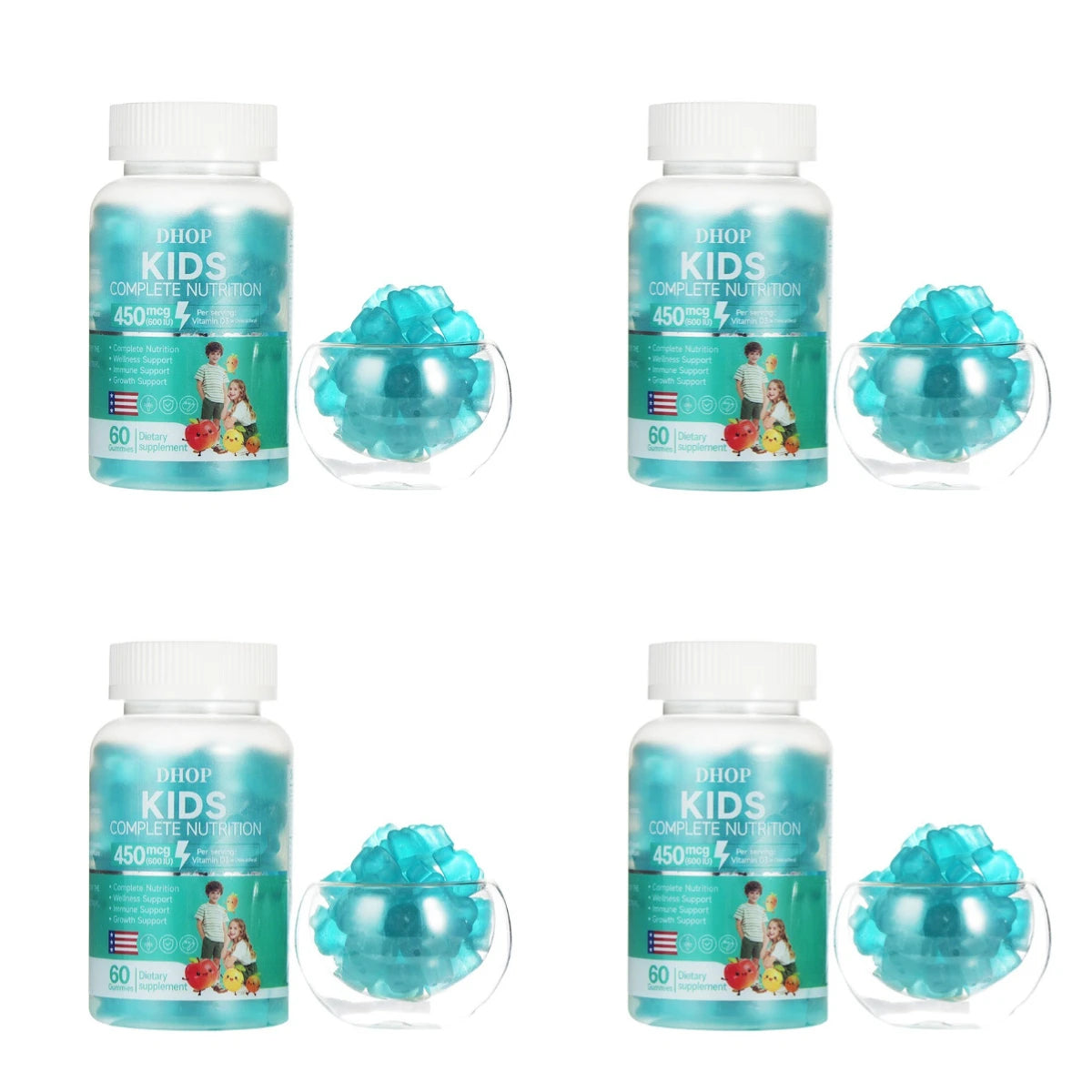 Kids Multivitamin Gummies, DHOP Vitamin D3, C, Zinc & B Vitamins, Daily Nutrition & Wellness Support - Bond Well Supplies