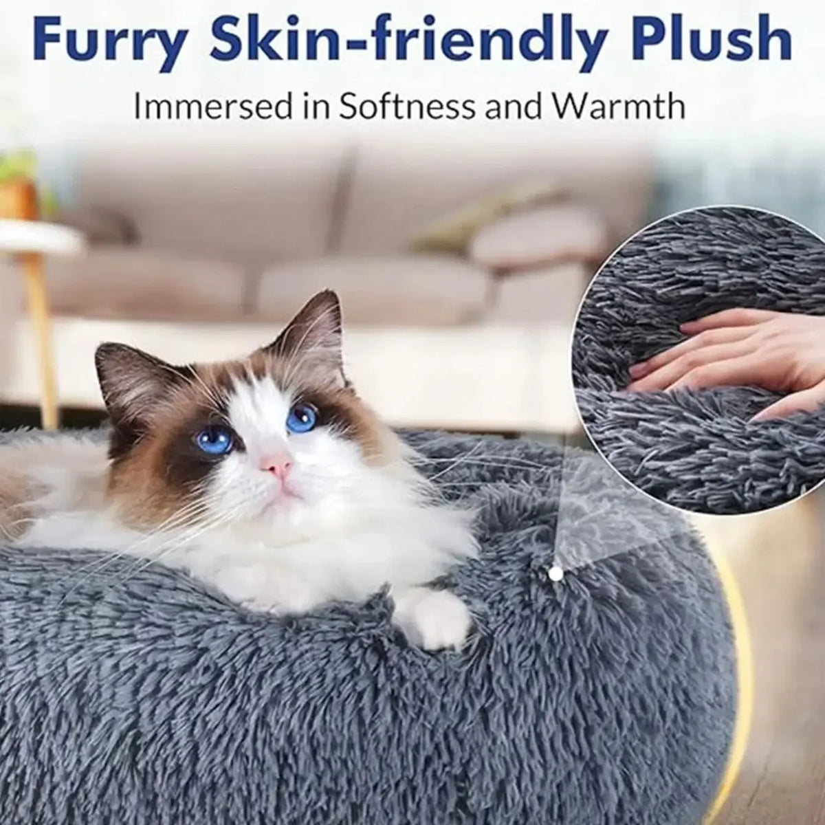 Super Soft Round Dog Bed, Warm Plush Pet House for Medium & Large Dogs, 6 Sizes