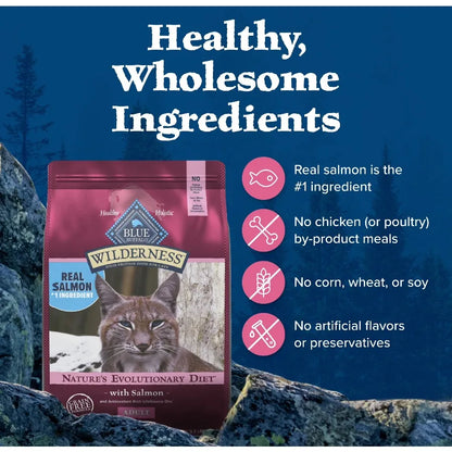 Blue Buffalo Wilderness High-Protein Dry Cat Food, Salmon Recipe for Adult Cats, 9.5-lb Bag - Bond Well Supplies