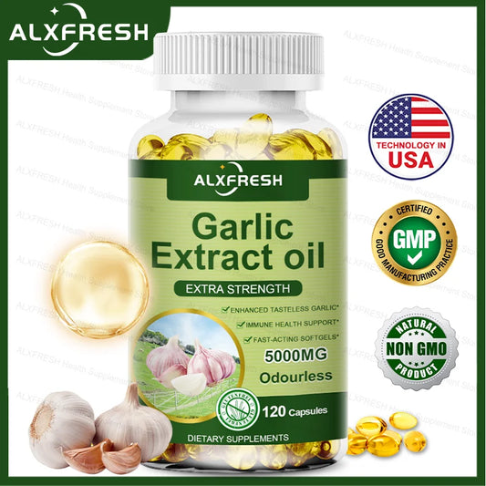 Organic Garlic Oil Capsules, Non-GMO Herbal Supplement for Daily Heart & Cardiovascular Support - Bond Well Supplies