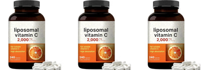 High-Absorption Liposomal Vitamin C 2000mg, Fat-Soluble Capsules, Non-GMO & Gluten-Free, 240 Count - Bond Well Supplies