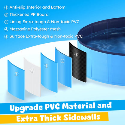 Portable Pet Bath Pool, Foldable Dog Swimming Tub with Anti-Slip Base for Dogs and Cats