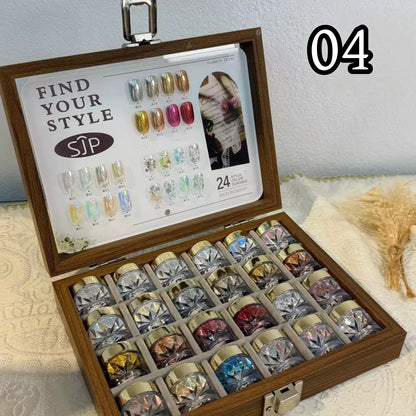 High-End Nail Art Set with 24 Mirror Powder Colors and Ultra-Fine Glitter Effects