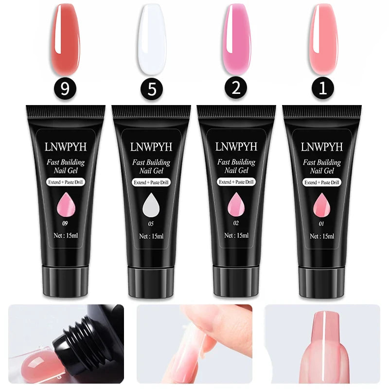 Complete Acrylic Nail Kit, UV Nail Lamp with Poly Gel and Glitter Gels