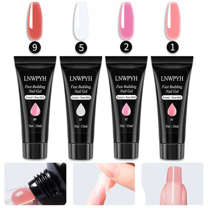 Complete Acrylic Nail Kit, UV Nail Lamp with Poly Gel and Glitter Gels