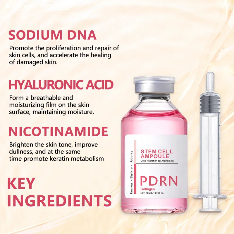 Stem Cell PDRN Ampoule Serum, Collagen Facial Essence for Hydration, Smoother-Looking Skin & Radiance - Bond Well Supplies
