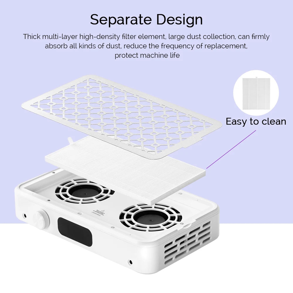 Turbo Nail Dust Extractor, Brushless Vacuum Collector for Manicure Tables