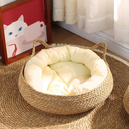 Vine Woven Pet Bed, Breathable Cat Sleeping Nest for Summer & Year-Round Indoor Use - Bond Well Supplies