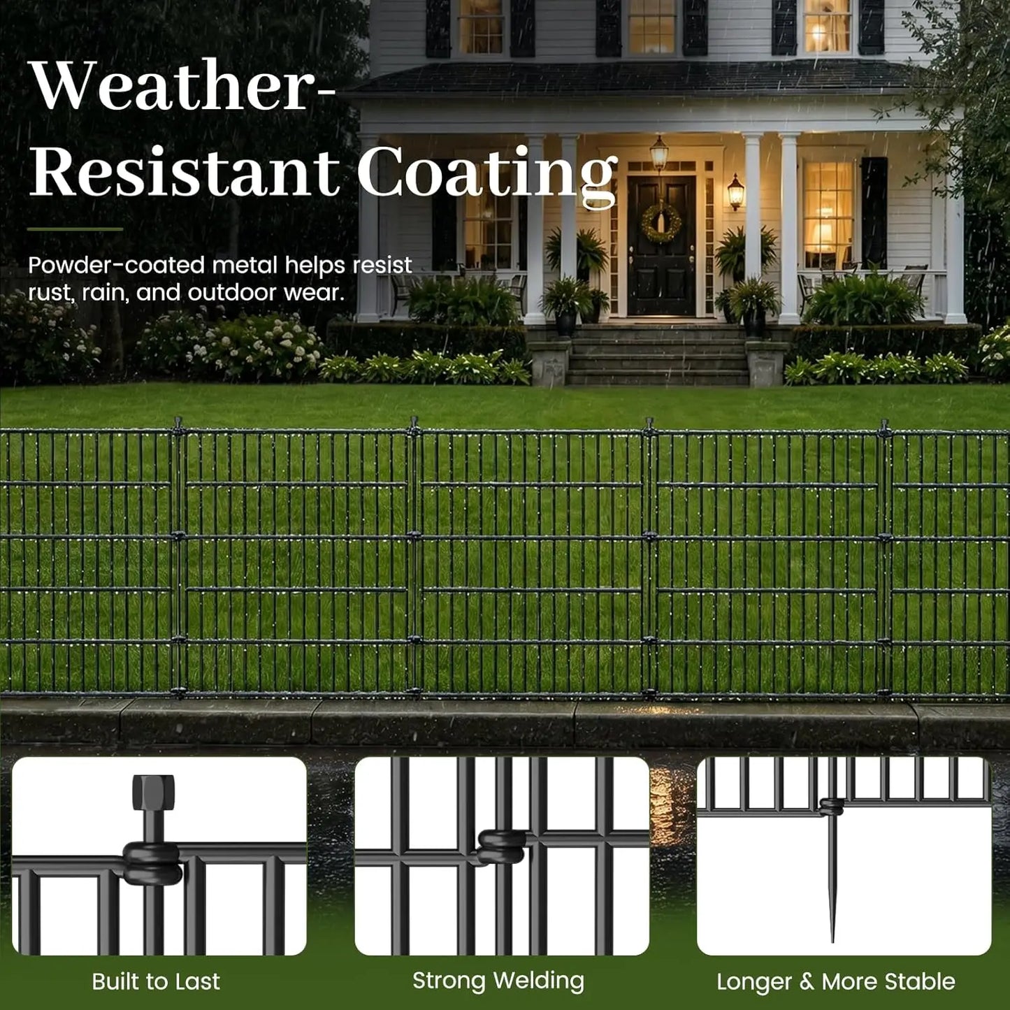 No-Dig Pet & Garden Fence, 48-Inch Tall Rustproof Metal Panels with Gate for Yard & Flower Beds
