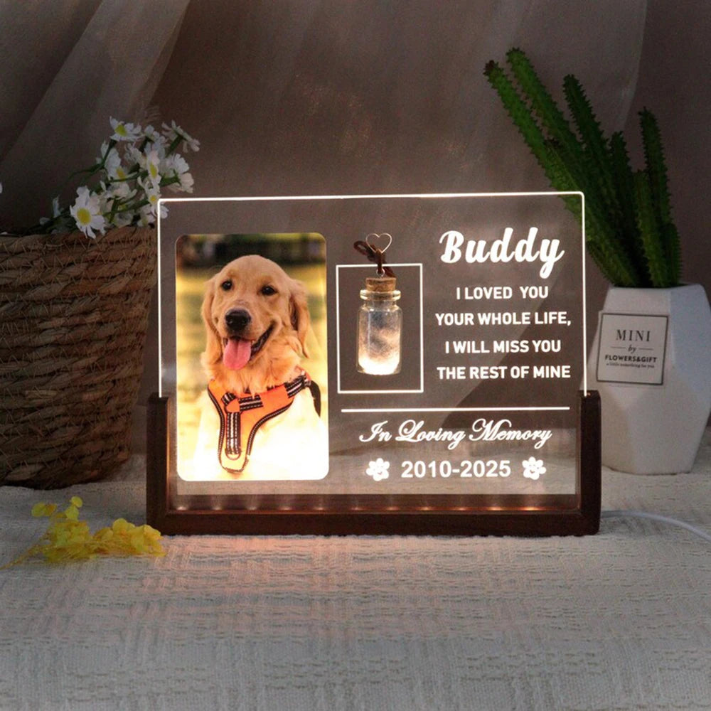 Personalized Pet Memorial Acrylic Plaque, Custom Photo Keepsake for Dogs and Cats