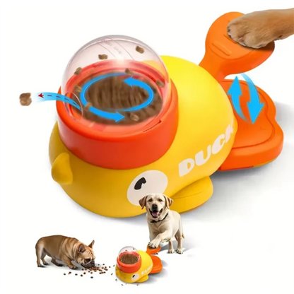 Interactive Yellow Duck Dog Puzzle Feeder, Slow Feeding Treat Dispenser Toy with Anti-Slip Bottom for Dogs, Puppies & Cats