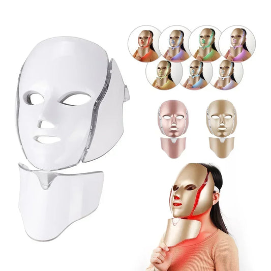 Photon LED Facial Mask for Face and Neck Skin Care, Rechargeable Home Beauty Device