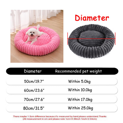Super Soft Round Dog Bed, Warm Plush Pet House for Medium & Large Dogs, 6 Sizes