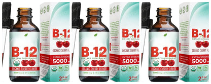 Vitamin B12 Liquid Supplement 5000mcg, Methylcobalamin Sublingual Drops, Cherry Flavor, Vegan & Sugar-Free, 60ml - Bond Well Supplies
