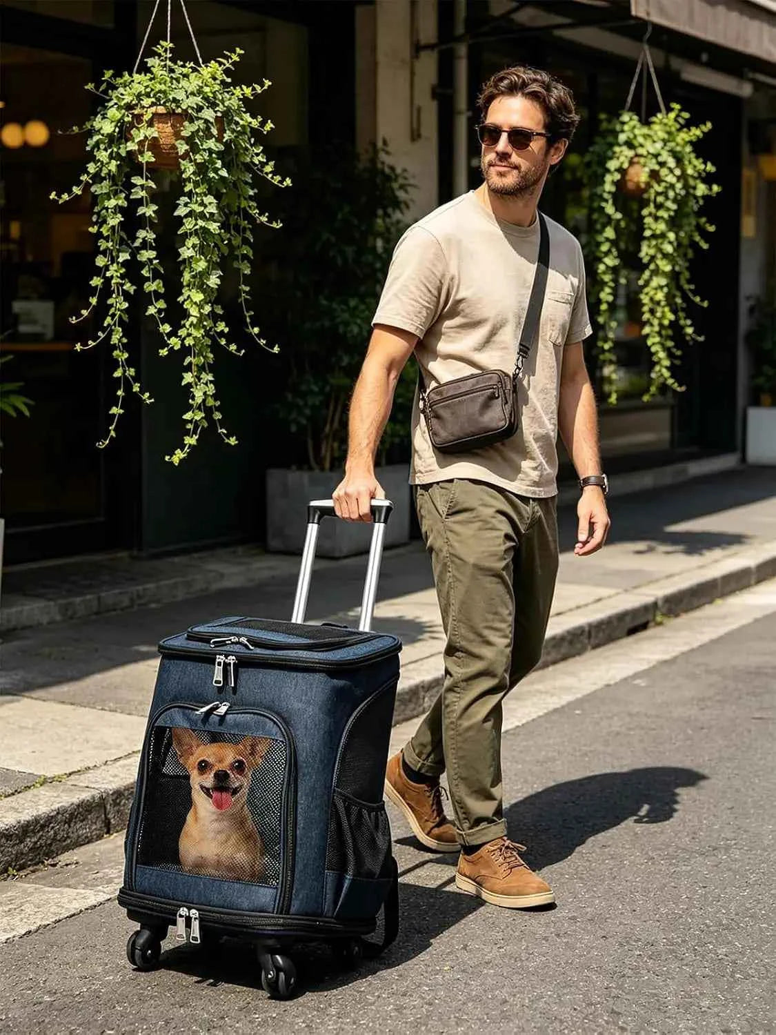 Airline-Approved Pet Carrier Backpack, 3-in-1 Rolling Design with Removable Pad for Cats & Small Dogs