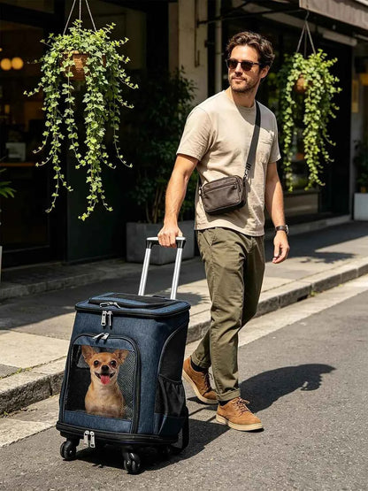 Airline-Approved Pet Carrier Backpack, 3-in-1 Rolling Design with Removable Pad for Cats & Small Dogs