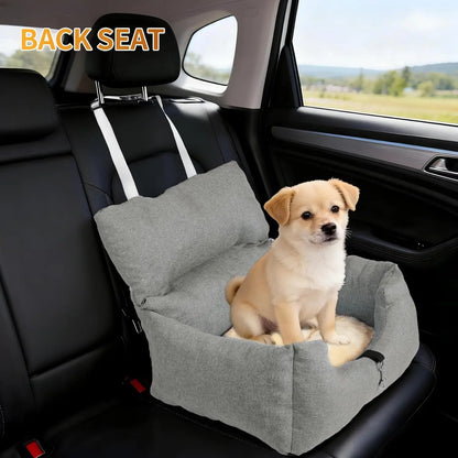 Dog Booster Car Seat Bed for Small Dogs, Elevated Travel Seat with Safety Tether