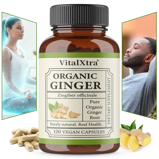 Organic Ginger Root Capsules, 950mg, Digestive Support Supplement, 120 Vegan Capsules