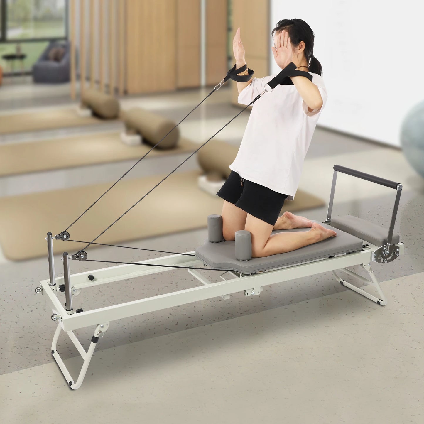 Multifunctional Foldable Pilates Reformer Machine, 120 kg Capacity, Home Yoga & Fitness Exercise Equipment