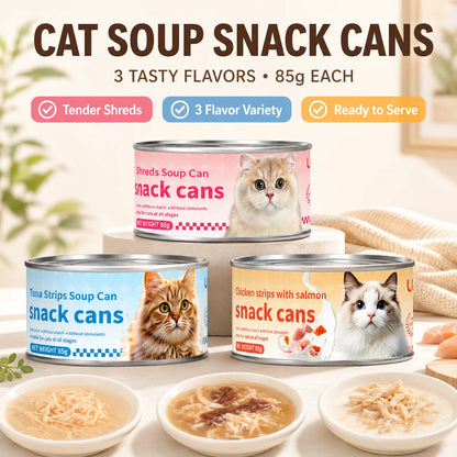 Wet Cat Food 85g Cans, Hydrating Cat Soup Snacks for Kittens, Adult Cats & Daily Feeding - Bond Well Supplies